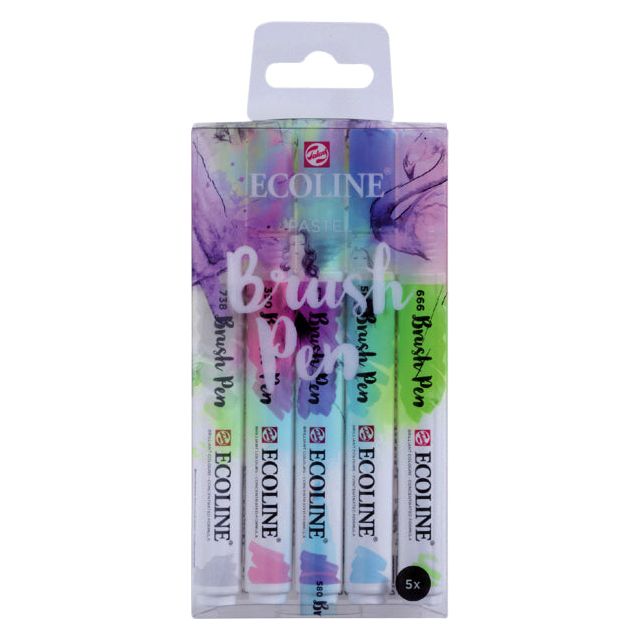 TALENS - BROSSHPEN ECOLINE SET -PASTEL ASS | Blister un 5 pièces | 3 pièces