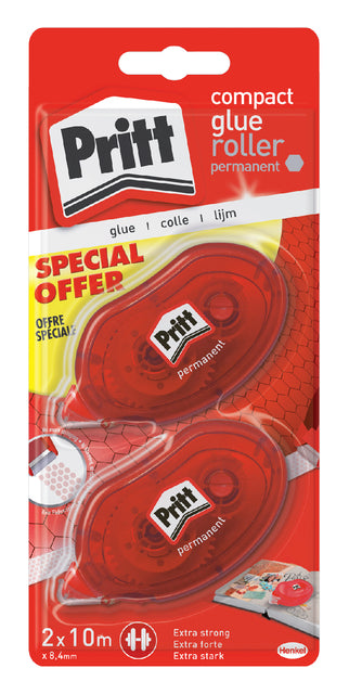 Pritt - Kompaktkleber Roller, dauerhaft, Blase mit 2 Teilen, 2. zum halben Preis