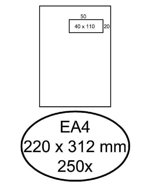 Hermes - Envelop hermes akte ea4 220x312 vr zk 250st wit