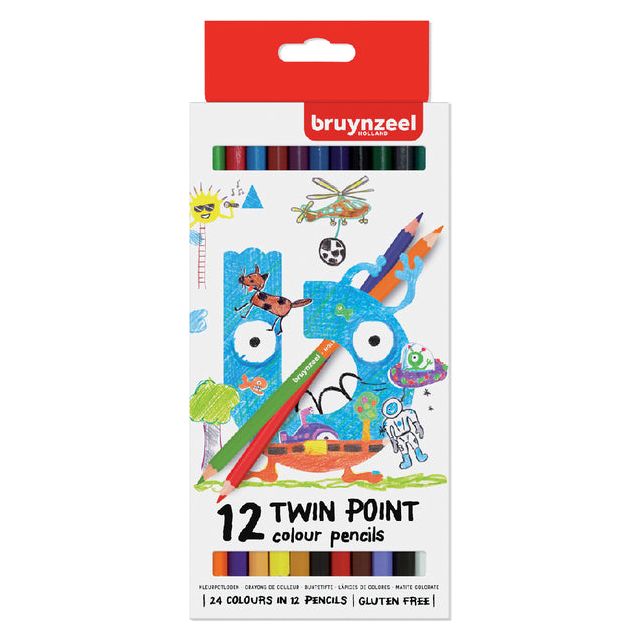 Bruynzeel - Farbige Bleistift Kinder Twin Point Blister bei 12 Stück Assorti | 6 Stücke