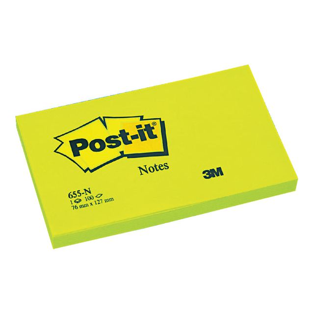 Post-it - Memoblok 3m  655n 76x127mm neon groen | 6 stuks