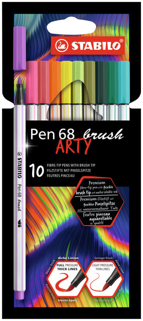 STABILO - BROSSTIFT Pen 568 Arty Penny à 10 couleurs | 6 pièces