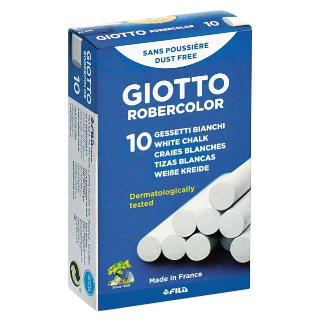 Giotto - krijt Robercolor wit, doos met 10 krijtjes