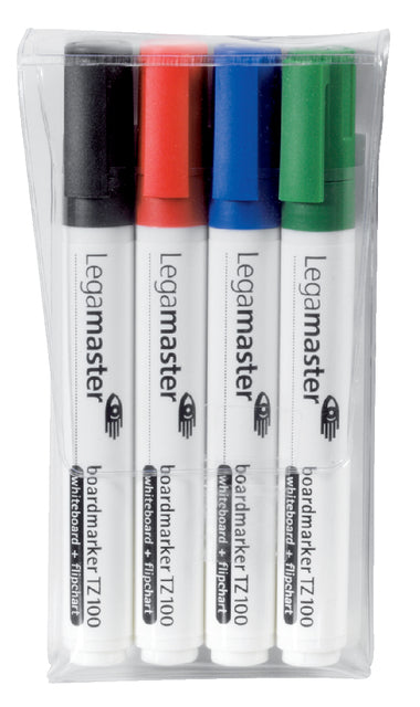 Legamaster - whiteboardmarker TZ 100, etui met 4 stuks in geassorteerde kleuren