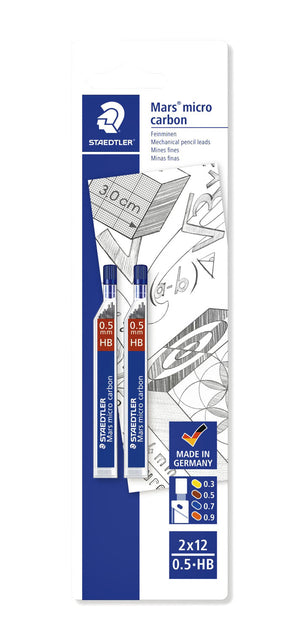 Staedtler - micro potloodstiften, 0,5 mm, HB, blister van 2 etuis van 12 stuks