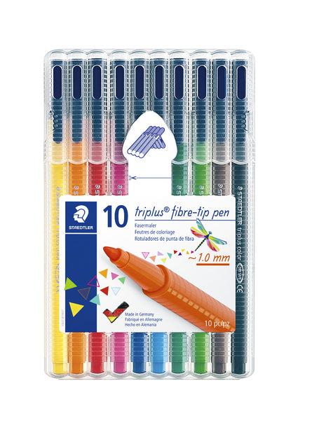 Staedtler - Felt -Tip Stop Triplus Couleur, Set -Up Box avec 10 couleurs