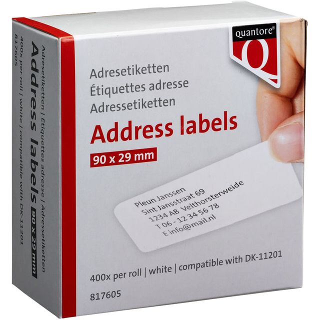 Quantore - Label etiket dk-11201 29mmx90mm adres wt