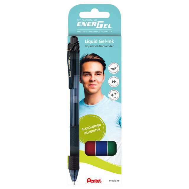 Pentel - Gelschrijver  bl107 energel-x m zw-rd-bl-gn