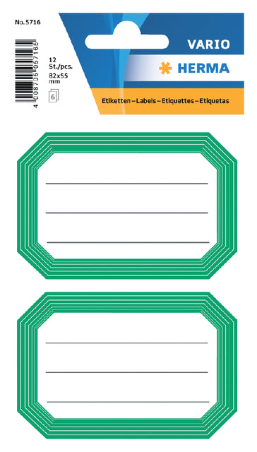 Herma - Label 5716 82x55mm Script Green Edge 12 pièces