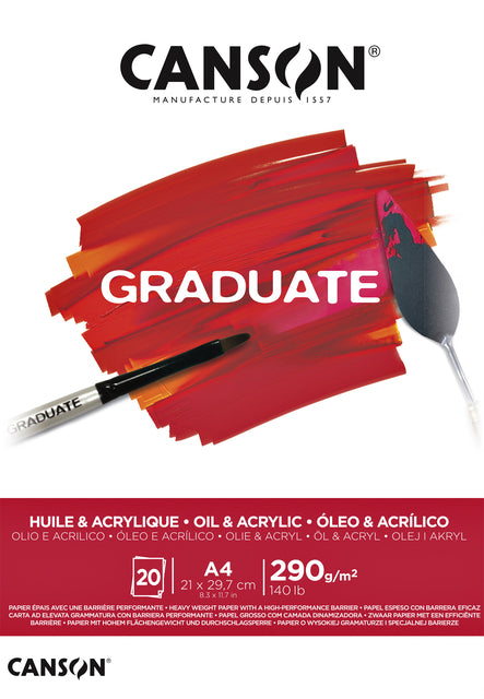 CANSON - Gradua de bloc acrylique de pétrole A4 290GR 20VEL