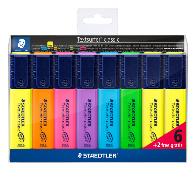 Staedtler - Marking Marker 364 Textsurfer Ensemble de 6 pièces Assorti + 2 jaune gratuit | 5 pièces