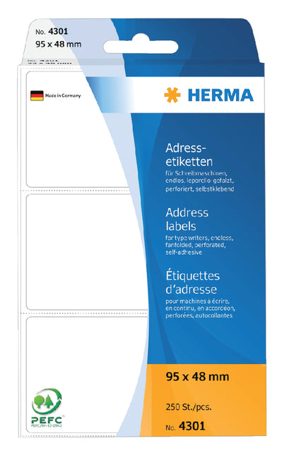 HERMA - Etiket herma adres 4301 95x48mm 250 stuks zig-zag