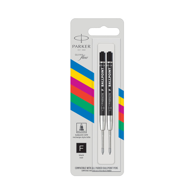 Parker - Remplissage de l'éco pour stylo à bille, fin, noir, ampoule de 2 pièces