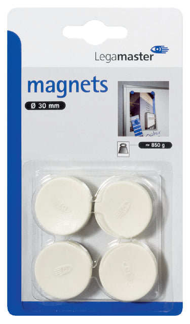 Legamaster - Magnet 30 mm 850gr Weiß 4 Stücke | 10 Stücke