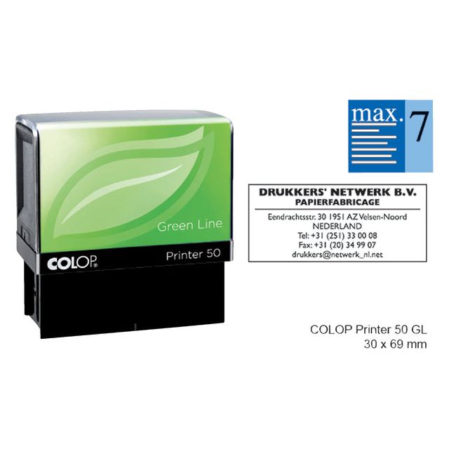 COLOP - Texte Tampon 50 Green Line Personnable 7 Règles 69x30mm