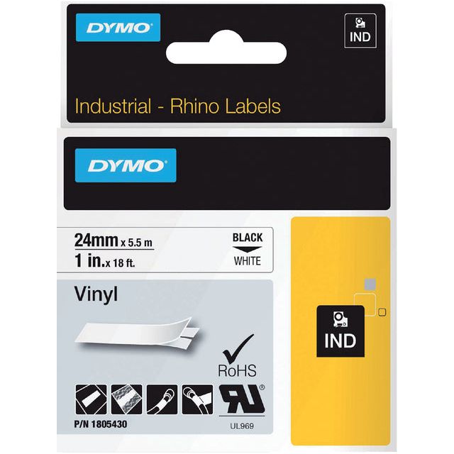 Dymo - Labele  rhino industrieel vinyl 24mm wit