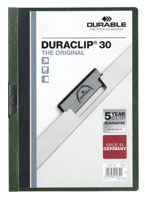 Durable - Klemmap Duraclip A4 3 mm 30 feuilles de vert foncé | 25 pièces