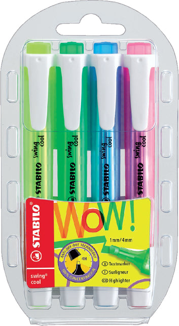 Stabilo - Swing Cool Marking Stift, Blasen von 4 Teilen in verschiedenen Farben