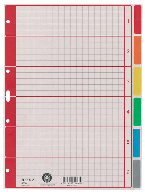 Leitz-Tabs 4-Loch 4350 6-teiliger Graukarton | 25 Stücke