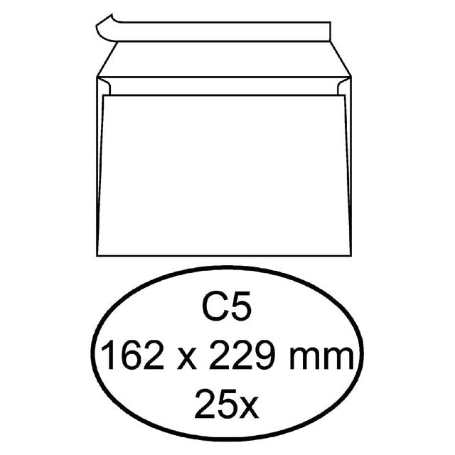 Quantore - Banque enveloppe C5 162x229mm auto-adhésif blanc 25 pièces | 20 pièces