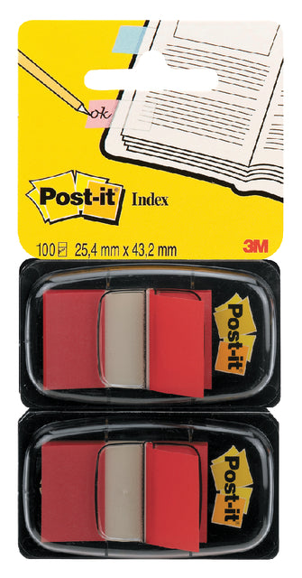 Post -it - Index Standard, FT 24,4 x 43,2 mm, support avec 2 x 50 onglets, rouge