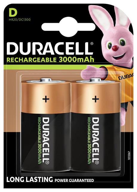 Duracell - Batteries rechargeables D, cloque de 2 pièces