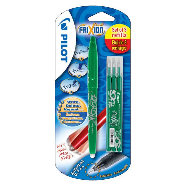 Pilote - Rollerpen Pilot Frixion BL -FR7 M + 3 Green complet | Blister un 1 morceau