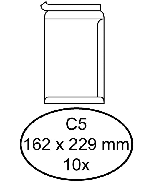 Quantore - Hüllungsbank C5 162x229mm Selbstadhäsive Weiß 10 Stücke | 50 Stück