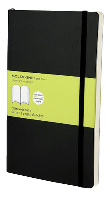 Moleskine - notitieboek, ft 13 x 21 cm, effen, soepele cover, 192 bladzijden, zwart