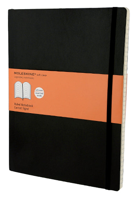 Moleskine - cahier, ft 19 x 25 cm, doublé, couverture flexible, 192 feuilles, noir