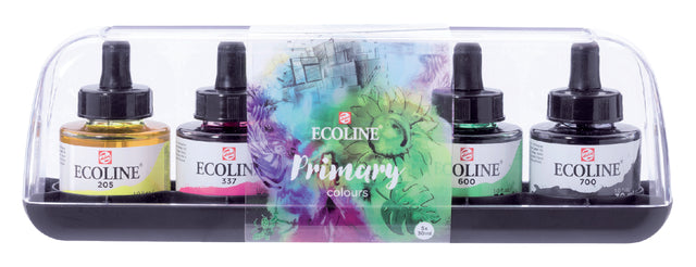 Talens - Ecoline waterverf flacon van 30 ml, set van 5 flacons in primaire kleuren