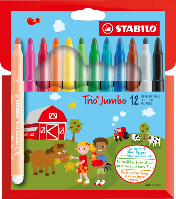 STABILO - Viltstift trio jumbo 380/12 xl 12st ass