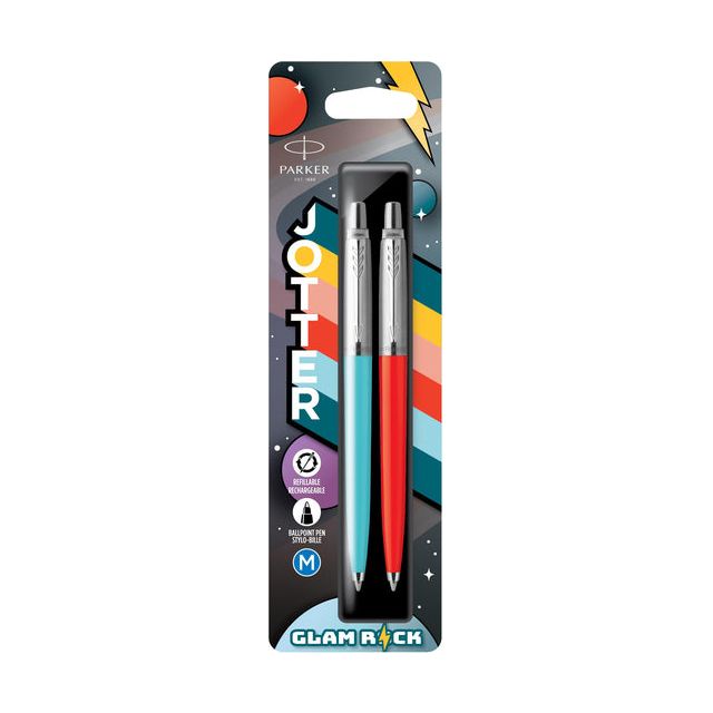 Ball Pen Parker Jotter Originale 70er Glam Rock Azure Blue und Red Zinnaion