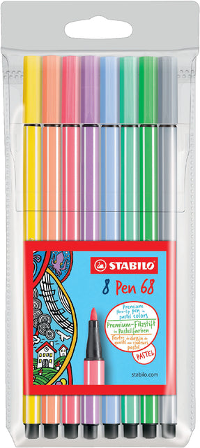 Stabilo - Felt -Tip Pen 68 PASTEL PASTEL À 8 COULEURS | 10 pièces