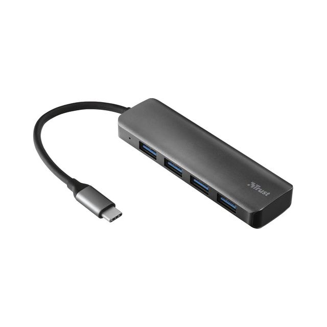 Trust - Hub halyx usb-c 4x usb-a 3.2 zwart