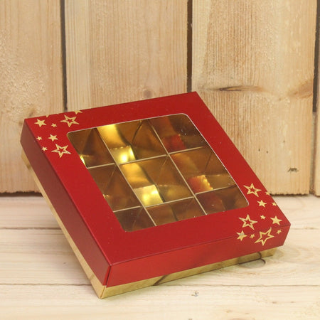 Bonbon doosjes - Chocolade doosje - Rood mat sterren PRESENTATIE - 24 stuks