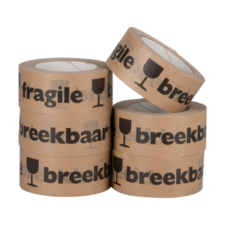 Klika - Kraft e 'frágil frágil' 50 mm x 50 metros marrón | 6 piezas