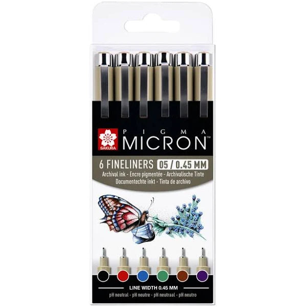 Sakura - Fineliner Pigma Micron 05 Basic 6 couleurs | 6 pièces