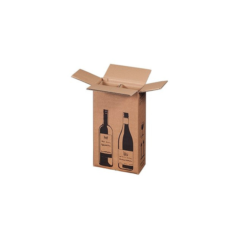 Klika - Carton d'expédition de bouteilles pour 2 bouteilles 204 x 108 x 368 mm | 10 pièces