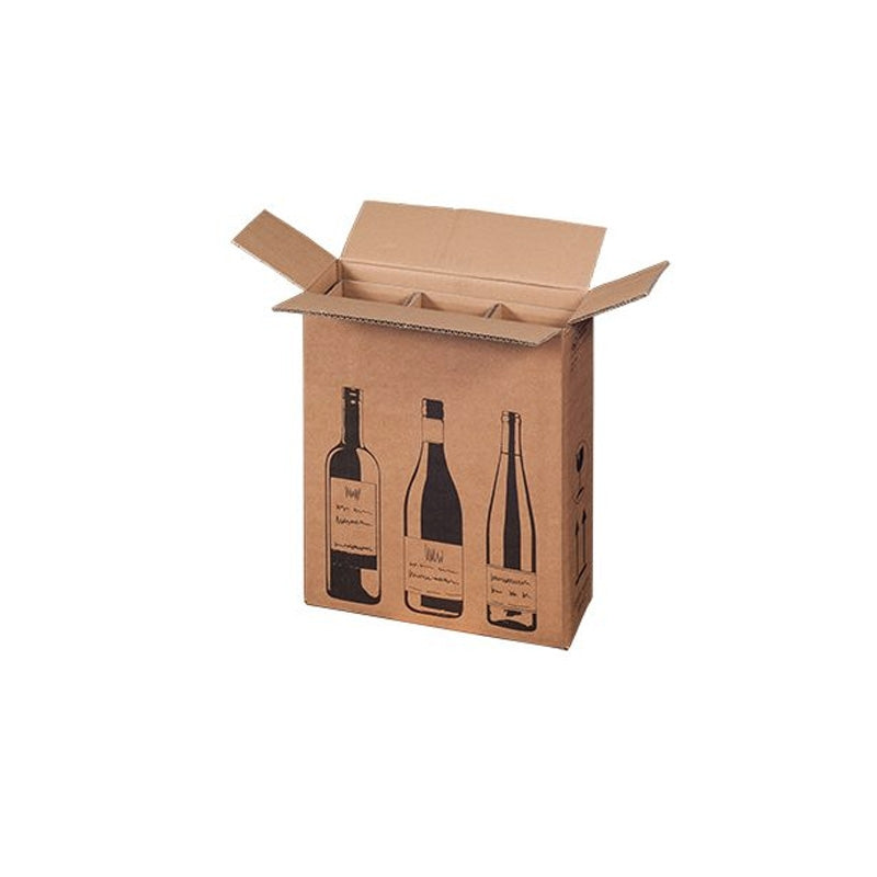 Klika - Scatola per spedizione bottiglie per 3 bottiglie 305 x 108 x 368 mm | 10 pezzi