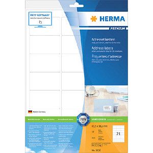 Herma - Herma 8632 Label 63,5 x 38,1 mm Premium Weiß 210 Stücke | Blasen Sie ein 10 Blatt | 70 Stück