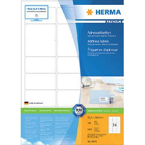 HERMA - Etiket herma 4645 63.5x33.9mm prem wit 2400 stuks | Blister a 100 vel