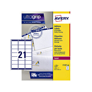 Étiquette Avery L7160-100 63,5x38,1mm blanc 2100 pièces