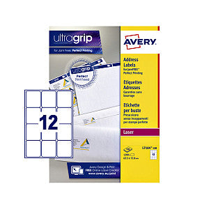 Avery - Etiket avery l7164 63.5x72mm wit 1200 stuks | Doos a 100 vel
