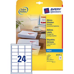 Avery - Etikett Avery J8159-10 63,5 x 33,9 mm Weiß 240 Stücke | 10 Blätter Packung