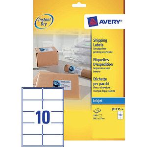 Avery - Etikett Avery J8173-10 99.1x57mm weiß 100 Stücke | Pak ein 10 Blatt | 10 Stück