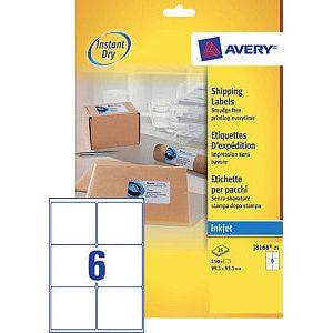 Avery - Label Avery J8166-25 99.1x93.1 mm blanc 150 pièces | Pak une feuille de 25 | 5 pièces