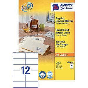 Avery Zweckform - Etiket avery lr3424 105x48mm wit 1200 stuks | Doos a 100 vel | 5 stuks