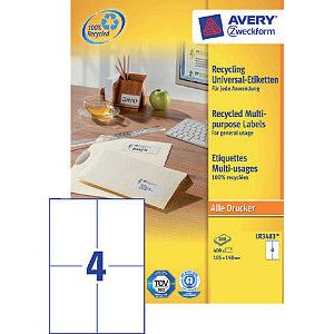 Avery Zweckform - Etikett Avery LR3483 105x148mm A6 White 400 Stücke | Box ein 100 Blatt | 5 Stücke