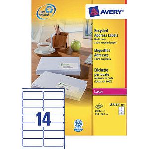Avery - Etiket avery lr7163-100 99.1x38.1mm wit 1400 stuks | Doos a 100 vel | 5 stuks